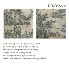 CALHogar Toile Pillow Covers,French Country Decor,Vintage Throw Pillows,Spring Pillow Cover,Green Pillow Cover,Linen Pillow Covers,Vintage French Jouy Pillow case