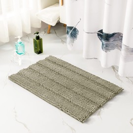 subrtex Bath Mats for Bathroom Non Slip Luxury Chenille Striped Bath Rug(40x60cm,Sand)