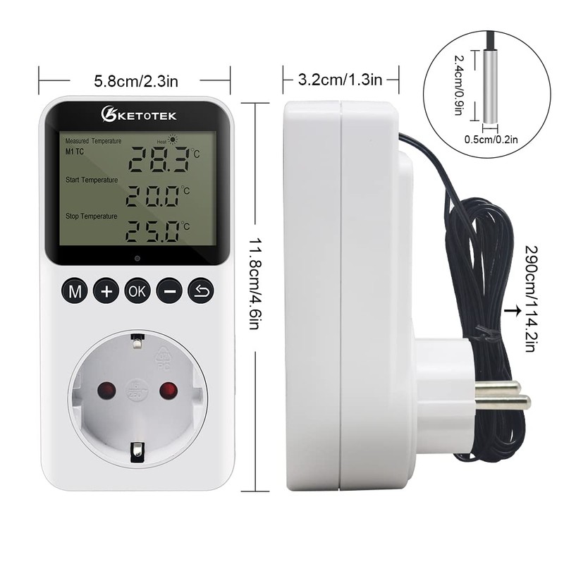 KETOTEK Digital Thermostat Socket Timer Day Night Temperature Controller with