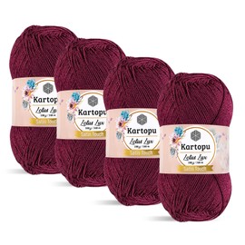 Kartopu Lotus Lux Summer Knitting Yarn Glitter and Satin Textured Knitting Yarn 100% Anti Pilling Acrylic Satin Texture - per 100g ball (Damson 747)