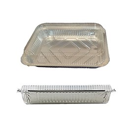 DHG PROFESSIONAL 4 LB Foil Pans with Lids 12 x 8 x 1.6” Aluminum Trays and Plastic Dome Lids for Baking, Roasting, Broiling, Or Storage (250 Sets)