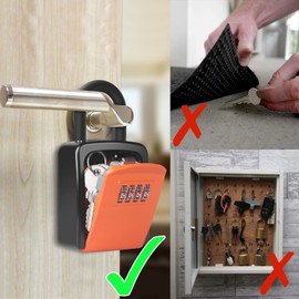 Key Lock Box, [No Installation Require] Diyife for Keys with Removable Shackle, 5 Keys Capacity, Weatherproof 4-Digit Combination Key Safe for Home Garage AirBnb Office (Orange)