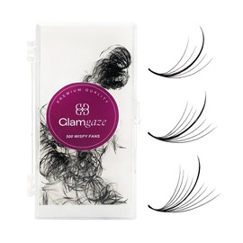 GLAMGAZE 500 Wispy Promade Fans - 5D 7D 9D, C CC D Curl, 0.05-0.07mm Thickness, 9-16mm Length - Wispy Lashes Handmade Premade Lash Fans Loose Spike Premade Fans Eyelash Extensions (5D-0.07-C 12mm)