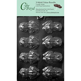 CybrTrayd A126-3BUNDLE Frog Chocolate Candy Mold with Exclusive Copyrighted Chocolate Molding Instructions