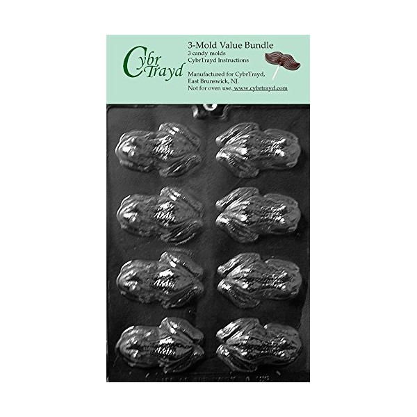 CybrTrayd A126-3BUNDLE Frog Chocolate Candy Mold with Exclusive Copyrighted Chocolate
