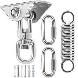 Ceiling Hook Hanging Chair Swing Spring 450 kg Capacity 360° Rotation Heavy Duty Stainless Steel Bracket Swing Hook Hanging Hook with 3 Carabiner Hooks for Hanging Chair Concrete Wood Hammock Punch