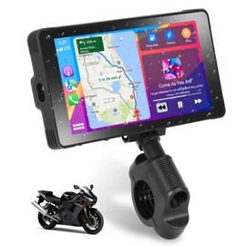 Podofo Motorcycle Car Radio with Wireless Apple Carplay Android Car, 5.5 Inch Portable Car Radio with IPS Screen, Bluetooth, SWC, FM Transmission