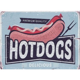 DELICIOUS HOT DOGS METAL SIGN 50s DINER RETRO VINTAGE STYLE 8x10in 20x25cm FAST FOOD CAFE BISTRO SHOP games room