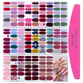 SILPECWEE 20 Sheets Glitter Nail Polish Strips Nail Stickers Full Nail Wraps Adhesive Nail Polish Stickers for Women Sticker Nails with 1pc Nail File