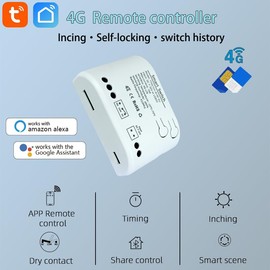 MHCOZY 4G Remote Control Relay Switch, 1CH 10A Dry Contact Tuya App Remote Control Gate Opener