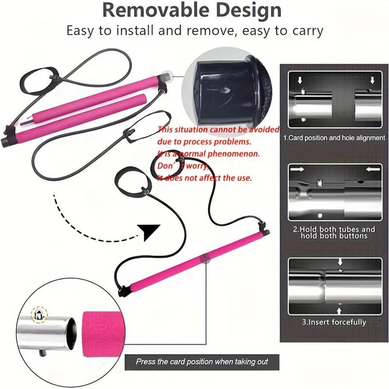 Multifunctional Pilates Stick, 1 Set Back Training Elastic Rope, Yoga