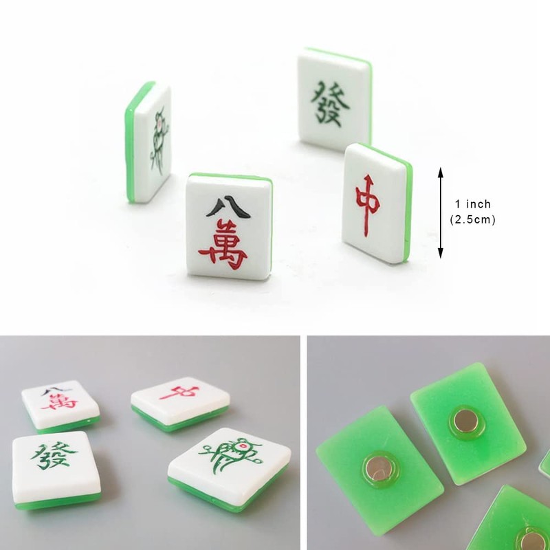 4 PCS Mahjong Fridge Magnet, Chinese Mini Mahjong Fridge Magnet