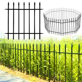 Thealyn Metal Decorative Garden Fence 24" Wide x 24" High (5 Panels, Total Length 10 feet), Metal Border Folding Fence, Landscape Fencing Dog Fence Pet Fence for Flower Bed, Yard, Animal Barrier