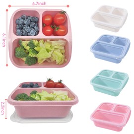 Kakating 4-Pack Bento Snack Boxes - 3 Compartment Condiment Containers | Meal Prep Containers Reusable - Lunchable Container Adult