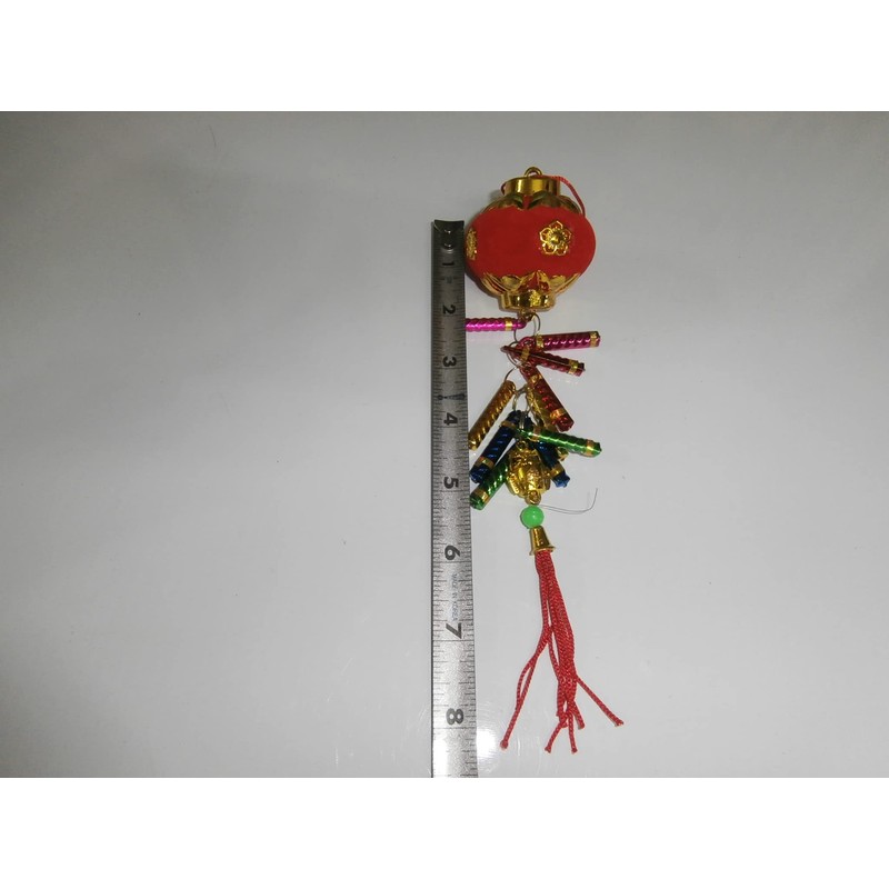 Vietnamese New Year Decorative Plastic Hanging Lantern with Firecracker 2"