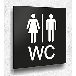 Door Sign Toilet Sign Black Matt UV Print 12 x 12 cm - 3 mm Aluminium Composite - Made in Germany Item No. A 2000
