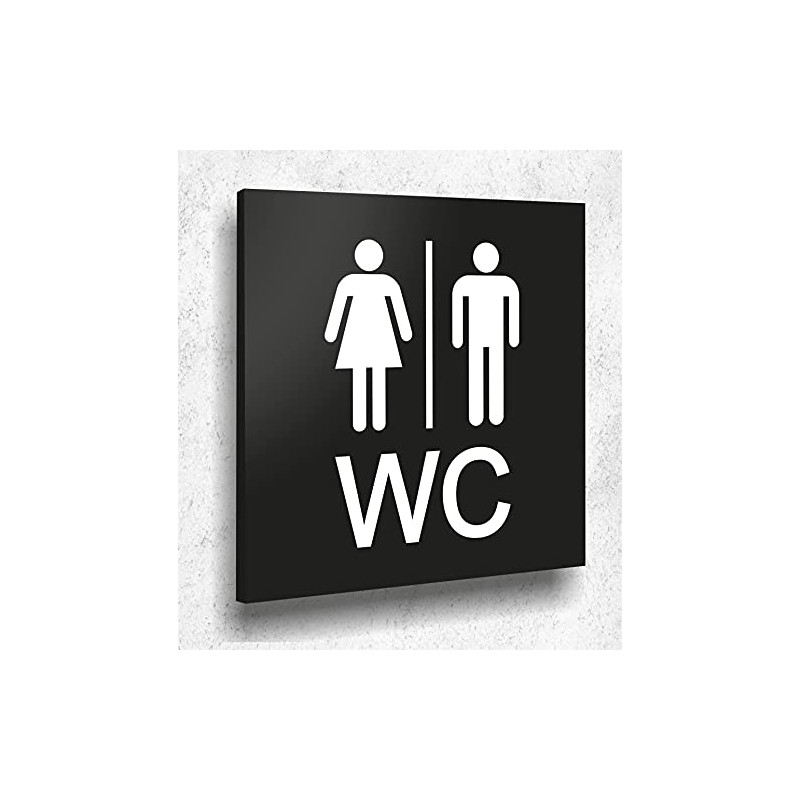 Door Sign Toilet Sign Black Matt UV Print 12 x
