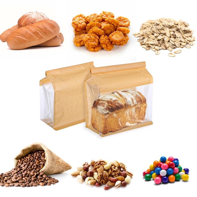 100 Pcs Heavy Duty Large Paper Bread Bags with Tin