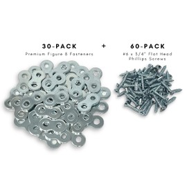 Balsam Point Workshop 30-Pack with Screws - Heavy Duty Figure 8 Table Top Connector or Desk Top Fastener Clip - 12 Gauge Steel