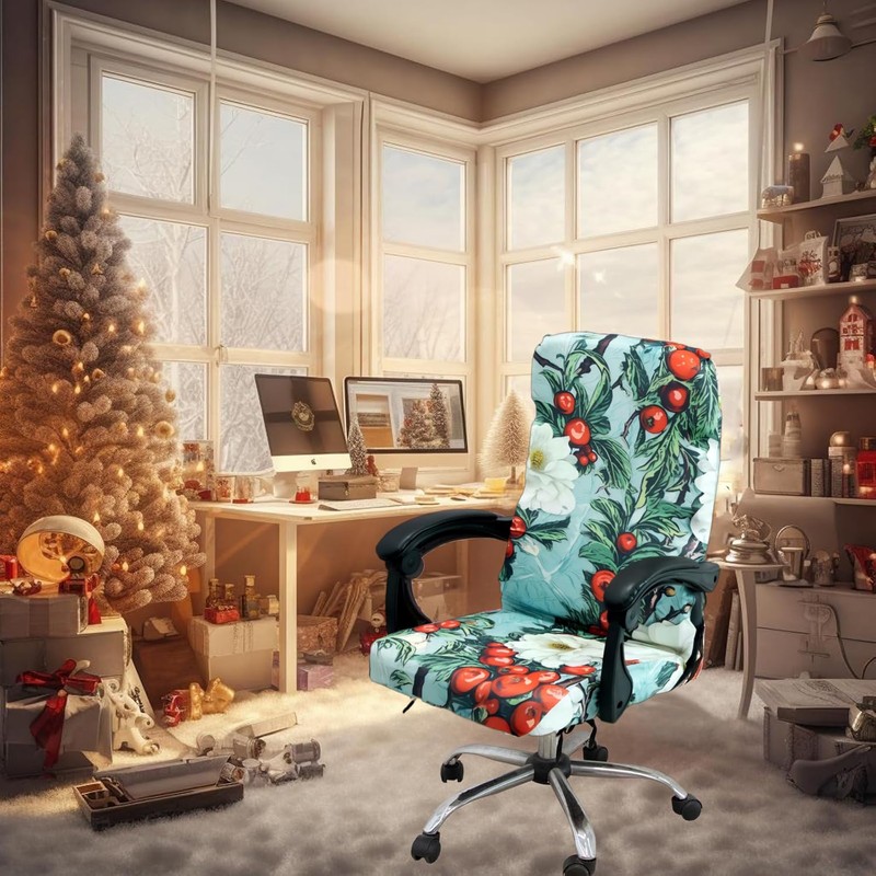 Office Chair Cover Stretch Fabric Removable Zipper Universal Fit Washable