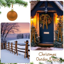 Yuxung 6 Pcs Large Velvet Christmas Wreath Bow 10'' x 33'' Burgundy Pre Tied Velvet Ribbon Bows Wired Christmas Tree Bow Topper for Xmas Garland Home Door Outdoor Decorations (Brown)