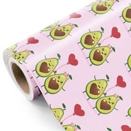 WRAPAHOLIC Avocados Wrapping Paper Roll - Mini Roll - 17 Inch x 16.5 Feet - Cute Avocados in Love Funny Wrapping Paper for Sweet Gifts, Birthday, Wedding, Bridal Shower