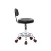 Round Rolling Stool with Back and Line Black PU Leather