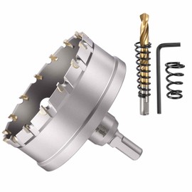 CoCud 3-5/16"(84mm) Hole Saw Kit, Tungsten Carbide Cemented Alloy Hole Cutter - for Metal, Wood, Stainless Steel Sheets, Copper，Aluminum. Silver