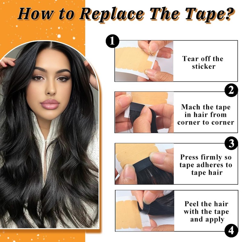 YDDM- 【Extensiones de cabello con cinta adhesiva, material de cabello