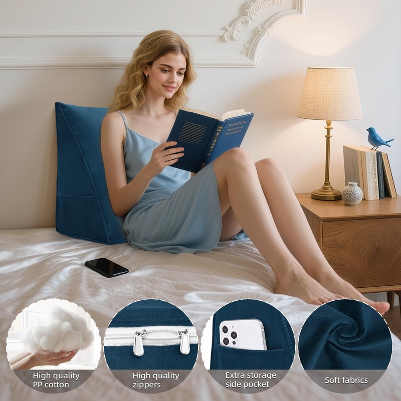 strusery Reading Pillow for Bed with Removable Cover, Supportive Back
