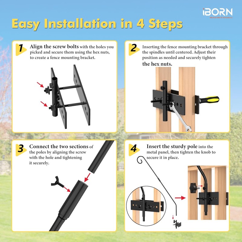 iBorn Fence Deck Hook Rail Heavy Duty Hummingbird Feeder Hanger