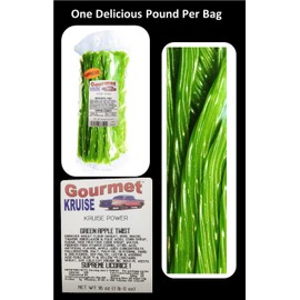 Green Apple Licorice Twist 2-1lb Bags (1) Red Sour Cherry Balls 11OZ (NET WT 42 OZ) Gourmet Kruise Signature Gifts
