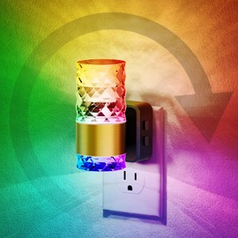 JandCase Night Lights Plug into Wall, Color Changing Night Light for Kids, 3000K+RGB 10-Color LED Nightlight with Light Sensor, 10/50/100LM Adjustable Brightness for Rooms Home Decor