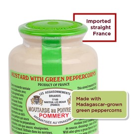Pommery - Gourmet Green peppercorn Mustard from France in crock 8.8oz