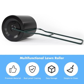 UJOYPAYD Garden Rollers Tow Behind Water/Sand Filled,Heavy-Duty Push Steel Lawn Roller,U-Shaped Handle 20 inch Garden Drum Roller for Garden,Lawn,16 Gallons/60L,Black