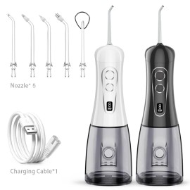 8 Modes 400ml Rechargeable Dental Teeth Cleaner Cordless Waterflosser Dental Irrigator With Led Digital Screencolor: Black
