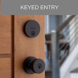 Kwikset 991 Pismo Keyed Entry Knob and Single Cylinder Deadbolt Combo Pack Featuring SmartKey in Matte Black