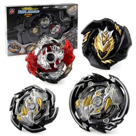 HITHOTMMA Burst Gyros, 4 en 1 Juguete de peonza de Batalla,con Lanzador, Juguetes de los Niños, Regalo De Cumpleaños (Negro Rojo)