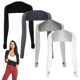 VEGCOO 4 Piece Shawl Arm Sleeve, UV Protection Cooling Shawl Arm Sleeve with Finger Hole, Sun Protection Sleeves for Women for Golfing Driving and Outdoor Sports (A)