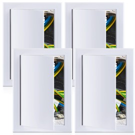 Menkxi 4 Pack 4 x 6 Plastic Plumbing Access Panel for Drywall, Door Electrical Cover White PVC Removable Hinged Panel Wall Hole Cover(4 Pack,4 x 6 Inch)