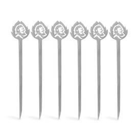 BURNHARD Burger Skewers, 6 Pieces, Stainless Steel Metal Skewers with Wide Grip, 15 cm Long Kebab Skewers, Meat Skewers or Barbecue Skewers