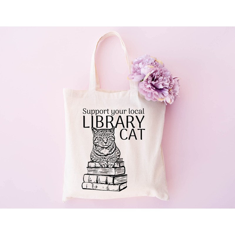Pet Studio Art Cat Tote Bag, Library Cat, Large