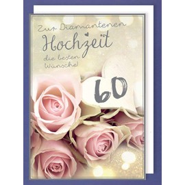 Giant Card Diamond Wedding 60 Greeting Card Foil Print Roses A4