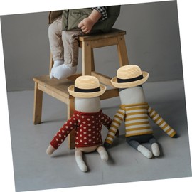 Vaguelly 1pc Doll Straw Hat Mini Straw Hat Doll Costume Accessories Hats Has Cat Sombrero Hat USA Hat Hand Knitting Straw Hat Hand-Knitted Hat Cartoon Decorate Crafts Baby Child