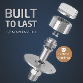 18/8 Stainless Steel RV Water Inlet with Upgraded Check Valve, KES All Metal RV City Water Inlet Replacement, Leak Resistant Design for RV, Camper, Trailer, Marine, Brushed Finished, RWI200-BS