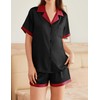 Ekouaer Womens Silk Satin Pajamas Set Button Down Short Sleeve