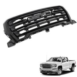 TJHSM Gloss Black Front Bumper Grille Mesh Grill Replacement for 2019-2021 Sierra 1500