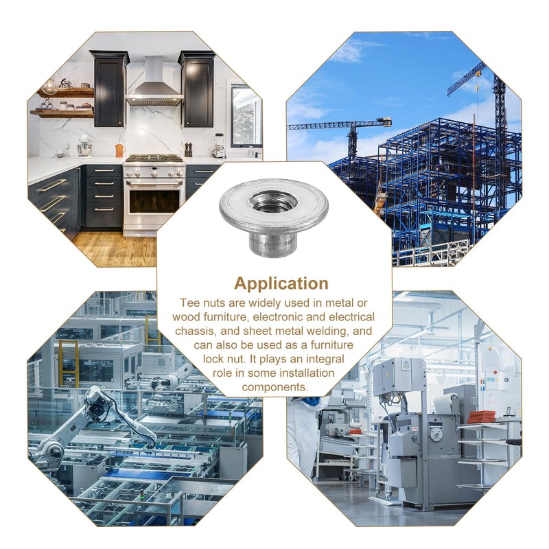 sourcing map M8 T-nuts, 24pcs Carbon Steel Tee Nut Round