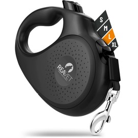 ReaVET Retractable Dog Lead 5 m for Large Dogs (L) I Ergonomic & Non-Slip Handle I Retractable Dog Lead Robust Extendable Lead with Brake Stop System I Lead Dog up to 50 kg