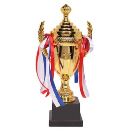 Large Gold Trophy Cup - Soccer Trophy Cup - Car Show Trophy Colorful Ribbon Awards for Celebrations Award Ceremony Appreciation